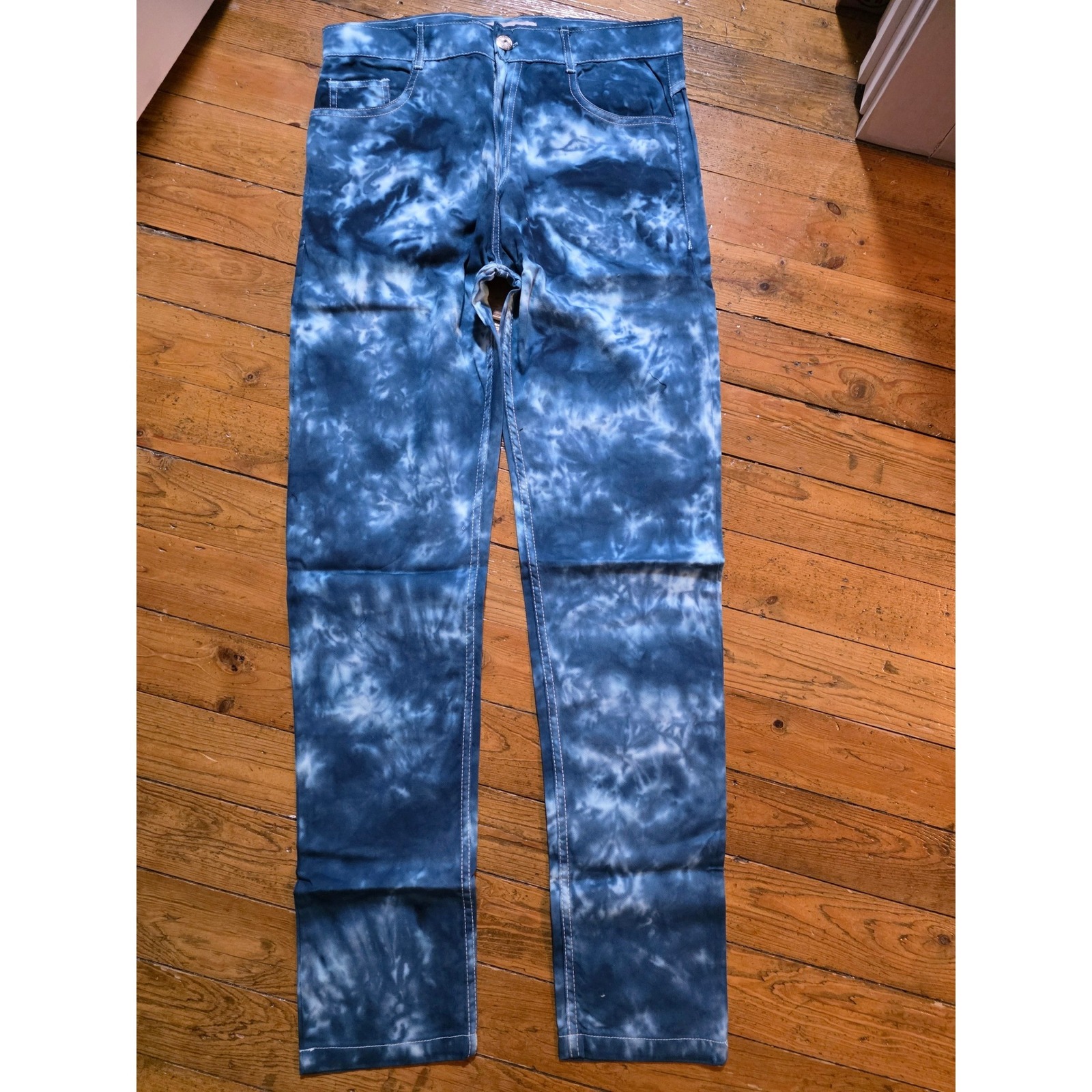 Vintage Brandon Thorne Mens Tie Dye Jeans Straight Leg Denim Pants Size 34